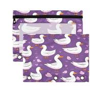 Fuauuyl Bonito estuche para lápices de ganso para carpeta de 3 anillas, estuche transparente con ventana para carpetas, bolsas de lápices con cremallera, paquete de 2, b, one sizex2, Organizador de