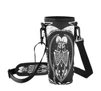 Fuauuyl Cool Skull Lover Kiss - Bolsa de transporte para vaso de coche de 40 onzas, correa ajustable y bolsillo con cremallera, ligera para senderismo, camping, b, Talla única