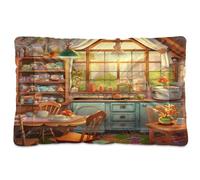 Fuauuyl Cozy Kitchen2 - Alfombrilla de cama suave para mascotas, lavable a máquina, con parte inferior antideslizante para perro, 36 x 24 pulgadas