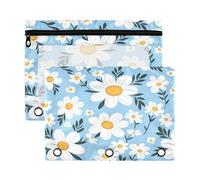 Fuauuyl Daisy Pattern2 - Estuche para lápices con ventana transparente para carpetas de 3 anillas con cremallera, paquete de 2, b, one sizex2, Organizador de bolsas