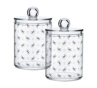 Fuauuyl Doodle Bows Qtip - Dispensador de 2 tarros de plástico para boticario, organización de almacenamiento de baño, tocador, maquillaje, organizador para almohadilla de hisopo de bolas de algodón