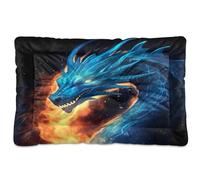 Fuauuyl Dragon Fire - Almohadilla suave para cama de perro, diseño de ojos rosados, lavable a máquina, con parte inferior antideslizante para dormir de perro, 36 x 24 pulgadas
