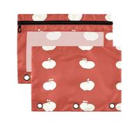 Fuauuyl Estuche minimalista para lápices Apple para carpeta de 3 anillas, estuche transparente con ventana para carpetas, bolsas de lápices con cremallera, paquete de 2