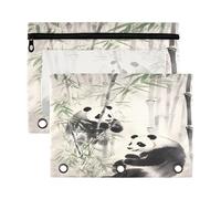 Fuauuyl Estuche para lápices de panda chino para carpeta de 3 anillas, estuche transparente con ventana para carpetas con cremallera, paquete de 2, b, one sizex2, Organizador de bolsas