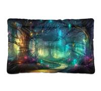 Fuauuyl Fairy Forest - Almohadilla suave para cama de perro, diseño de ojos rosados, lavable a máquina, con parte inferior antideslizante para dormir de perro, 36 x 24 pulgadas