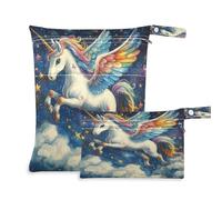 Fuauuyl Flying Horse at Night Sky (1) - Bolsa de pañales de tela para bebé, impermeable, con compartimentos con cremallera para playa, gimnasio, piscina, viajes, 11.8 x 14.2 pulgadas, multicolor