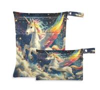 Fuauuyl Flying Horse at Night Sky (2) bolsas de pañales de tela para bebé, bolsa impermeable para seco y húmedo con compartimentos con cremallera para playa, gimnasio, piscina, viajes, 11.8 x 14.2