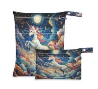 Fuauuyl Flying Horse at Night Sky - Bolsas de pañales de tela para bebé, impermeable, bolsa húmeda y seca con compartimentos con cremallera para playa, gimnasio, piscina, viajes, 11.8 x 14.2 pulgadas