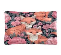Fuauuyl Fox in Flowers - Alfombrilla suave para cama de perro, lavable a máquina, con parte inferior antideslizante para dormir de perro, 61 x 45 cm