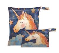Fuauuyl Good Night Horse - Bolsas de pañales de tela para bebé, impermeable, con compartimentos con cremallera para playa, gimnasio, piscina, viajes, 11.8 x 14.2 pulgadas, multicolor, Talla única