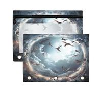 Fuauuyl Heaven Cloud Bird - Estuche para lápices de 3 anillas, transparente con ventana para carpetas, bolsas de lápices con cremallera, paquete de 2, b, one sizex2, Organizador de bolsas