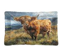 Fuauuyl Highland Cow Painting Pink Eye Pet Bed Pad Soft Dog Bed Mat, lavable a máquina con parte inferior antideslizante para perro dormir, 36 x 24 pulgadas