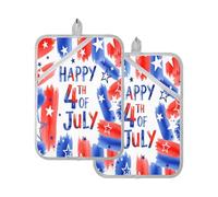 Fuauuyl Independence Day - Juego de 2 agarraderas resistentes al calor con relleno de algodón para hornear y cocinar