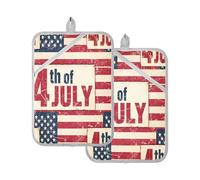 Fuauuyl Independence Day - Juego de 2 agarraderas resistentes al calor con relleno de algodón para hornear y cocinar