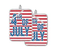 Fuauuyl Independence Day - Juego de 2 agarraderas resistentes al calor con relleno de algodón para hornear y cocinar