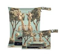 Fuauuyl Jirafa - Bolsas de pañales de tela para bebé, impermeable, con compartimentos con cremallera para playa, gimnasio, piscina, viajes, 11.8 x 14.2 pulgadas, multicolor, Talla única, moderno