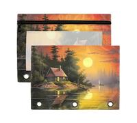 Fuauuyl Lakeside Lodge - Estuche para lápices de 3 anillas con ventana transparente para carpetas, bolsas con cremallera, paquete de 2, b, one sizex2, Organizador de bolsas