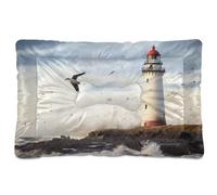 Fuauuyl Lighthouse on Coast - Almohadilla suave para cama de perro, diseño de ojos rosados, lavable a máquina, con parte inferior antideslizante para dormir de perro, 36 x 24 pulgadas