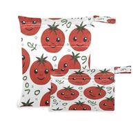 Fuauuyl Lindas bolsas de pañales de tela de tomate para bebé, bolsa impermeable para seco y húmedo con compartimentos con cremallera para playa, gimnasio, piscina, viajes, 11.8 x 14.2 pulgadas