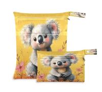 Fuauuyl Lindas bolsas de pañales de tela Koala para bebé, bolsa impermeable para seco y húmedo con compartimentos con cremallera para playa, gimnasio, piscina, viajes, 11.8 x 14.2 pulgadas, multicolor