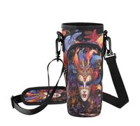 Fuauuyl Mardi Gras - Bolsa de transporte para vaso de coche de 40 onzas, correa ajustable y bolsillo con cremallera, ligera para senderismo, camping, b, Talla única, Organizador de bolsas