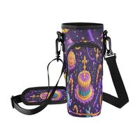 Fuauuyl Mardi Gras - Bolsa de transporte para vaso de coche de 40 onzas, correa ajustable y bolsillo con cremallera, ligera para senderismo, camping, b, Talla única, Organizador de bolsas