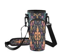 Fuauuyl Mardi Gras - Bolsa de transporte para vaso de coche de 40 onzas, correa ajustable y bolsillo con cremallera, ligera para senderismo, camping, b, Talla única, Organizador de bolsas