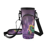 Fuauuyl Mardi Gras - Bolsa de transporte para vaso de coche de 40 onzas, correa ajustable y bolsillo con cremallera, ligera para senderismo, camping, b, Talla única, Organizador de bolsas
