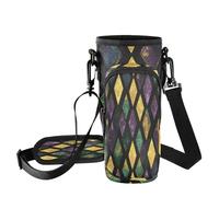 Fuauuyl Mardi Gras - Bolsa de transporte para vaso de coche de 40 onzas, correa ajustable y bolsillo con cremallera, ligera para senderismo, camping, b, Talla única, Organizador de bolsas
