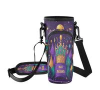 Fuauuyl Mardi Gras Crown - Bolsa de transporte para vaso de coche de 40 onzas, correa ajustable y bolsillo con cremallera, ligera para senderismo, camping, b, Talla única, Organizador de bolsas