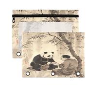 Fuauuyl Panda - Estuche transparente para lápices de 3 anillas con ventana para carpetas con cremallera, paquete de 2, b, one sizex2, Organizador de bolsas