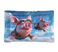 Fuauuyl Pig Fly in The Sky Pink Eye - Cama suave para perro, lavable a máquina, con parte inferior antideslizante para dormir de perro, 36 x 24 pulgadas