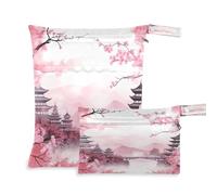 Fuauuyl Pink Blossom Sakura Bloom - Bolsas de pañales de tela para bebé, impermeable, para uso en seco y húmedo con compartimentos con cremallera para playa, gimnasio, piscina, viajes, 11.8 x 14.2