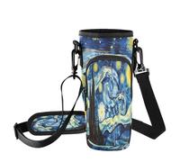 Fuauuyl Starry Night Van Gogh - Bolsa de transporte para vaso de coche de 40 onzas, correa ajustable y bolsillo con cremallera, ligera para senderismo, camping, b, Talla única