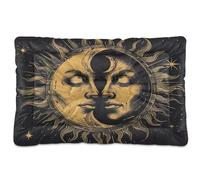 Fuauuyl Sun & Moon Face - Almohadilla suave para cama de perro, diseño de ojos rosados, lavable a máquina, con parte inferior antideslizante para dormir de perro, 36 x 24 pulgadas