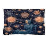Fuauuyl Sun Moon Stars - Cama suave para mascotas, lavable a máquina, con parte inferior antideslizante para perro, 36 x 24 pulgadas