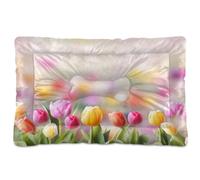 Fuauuyl Tulip2 - Almohadilla suave para cama de perro, diseño de ojos rosados, lavable a máquina, con parte inferior antideslizante para dormir de perro, 36 x 24 pulgadas