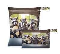 Fuauuyl Unny Raccoons are Sitting in A Car - Bolsas de pañales de tela para bebé, impermeable, con compartimentos con cremallera para playa, gimnasio, piscina, viajes, 11.8 x 14.2 pulgadas, multicolor