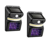 Fubdnefvo Paquete de 2 luces solares antimosquitos al aire libre, luces solares de seguridad con sensor de movimiento solar IP65, luces impermeables