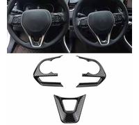 FUBESK 3 piezas de cubierta de panel de botón de volante para Toyota RAV4 2019-2024, estilo de fibra de carbono