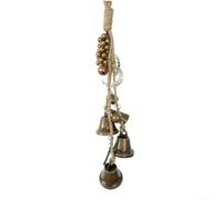 FUBESK 36 cm cuerda de cáñamo tejida a mano campanillas de viento bronce metal campana al aire libre colgante decoración jardín porche ventana bruja tema perro conmemorativo Navidad decoración del