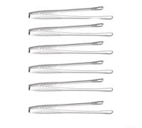 FUBESK 6 pinzas coreanas de acero inoxidable 304 para barbacoa con diseño hueco antideslizante, mediano de 24,5 cm y 28 cm, utensilios de cocina para carne, filetes, verduras y pan, color plateado