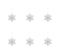 FUBESK Adornos de copo de nieve acrílico con purpurina, juego de decoraciones de árbol de Navidad con diseño brillante que atrapa la luz, paquete de 6 piezas, 4.72 pulgadas