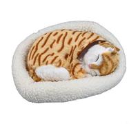 FUBESK Adornos de simulación de modelo de animal, juguetes creativos de peluche de gato que respira de cumpleaños, decoración del hogar, decoración electrónica de escritorio para mascotas (gatos a