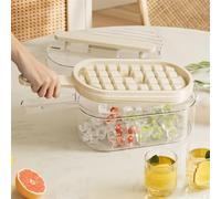 FUBESK Bandeja de cubitos de hielo de 64 rejillas con diseño de presión para liberar fácilmente el hielo, apilable con tapa y contenedor de almacenamiento, portátil a prueba de fugas para bebidas