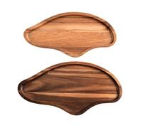 FUBESK Bandeja de madera para servir pan y postre, plato de té de madera hecho a mano con acabado suave, 30 x 14,8 cm y 34 x 17,8 cm, para uso doméstico y cocina