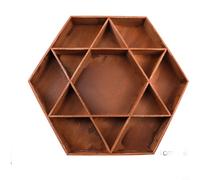 FUBESK Bandeja hexagonal de madera de álamo blanco caja decorativa de escritorio para el hogar almacenamiento de joyas árabe Medio Oriente Festival hecho a mano acabado pulido 36 x 31,5 cm (JM01660)