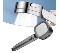 FUBESK Cabezal de ducha con botón de parada, 3 modos de agua, función de pausa de ahorro de agua, ducha eficiente, para duchas estándar, color gris