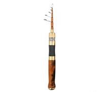 FUBESK Caña de pescar de carbono de viaje con mango de madera natural, potencia UL ligera, plegable para pesca de truchas de 31 cm, opción de longitud de 1,5 m (carrete fijo A de 1,68 m)