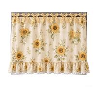 FUBESK Cortina de horno floral de 55 cm de caída para casa de campo (J) | Elegante ribete de encaje, casa de campo rústica, acogedor acento de cocina, se adapta a asas estándar